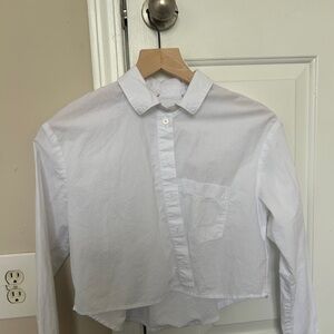 Madewell White Cropped Button-Up Shirt